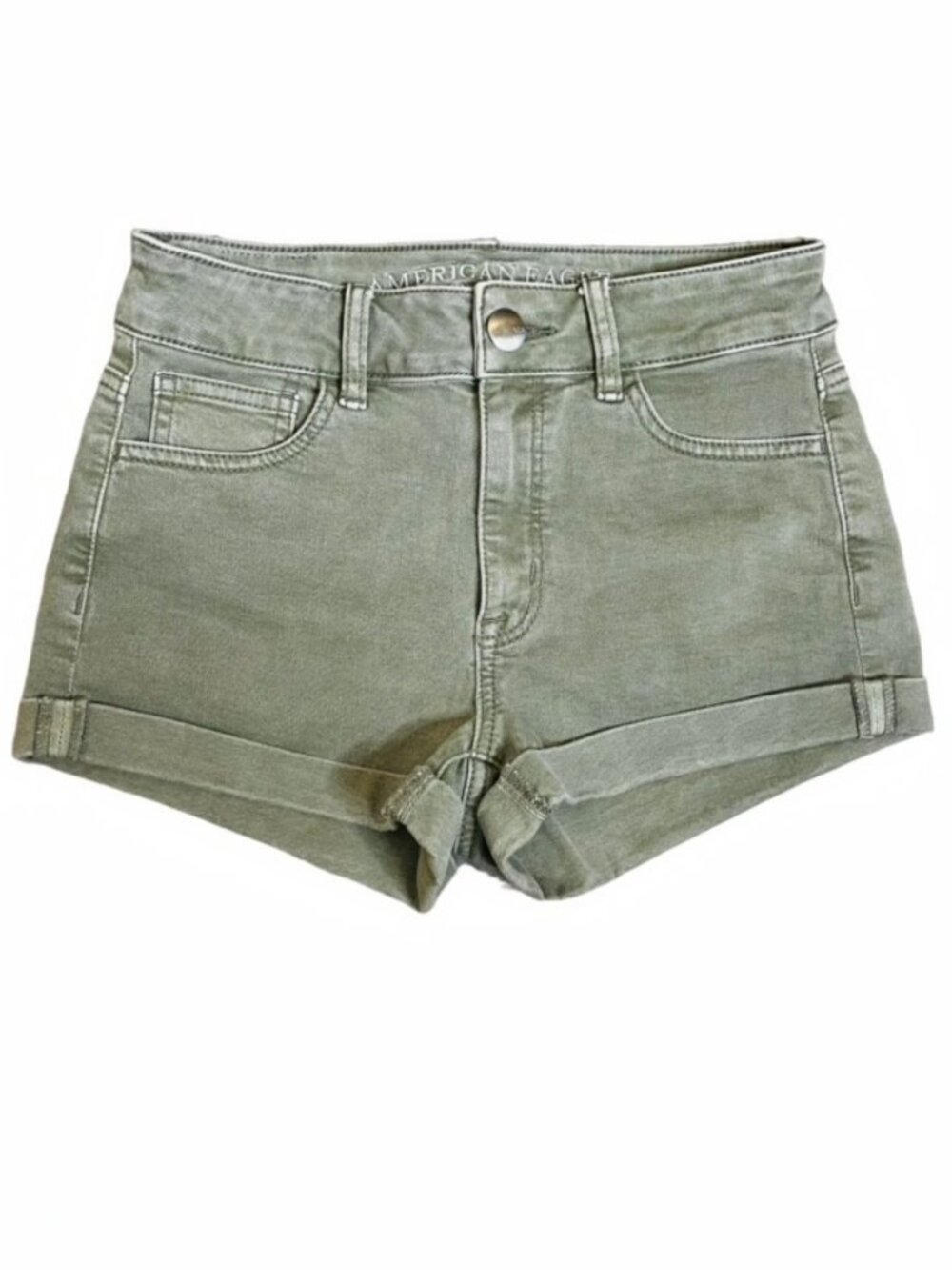 AMERICAN EAGLE AEO Denim X Super Super Stretch Hi-Rise Shortie Jean Shorts